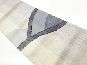 手織り真綿紬抽象模様織出し名古屋帯